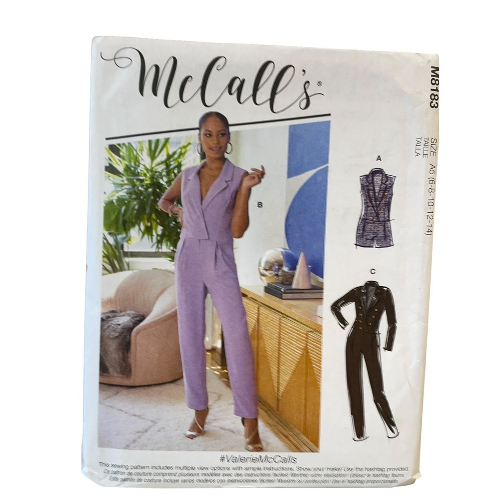 McCall's M8183 Misses' Jumpsuit Sewing Pattern Size 6-14 Modern FF UNCUT